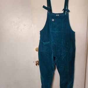 Lucy & Yak The 'Organic Original' Corduroy Dungarees in Teal Overalls, 16/12